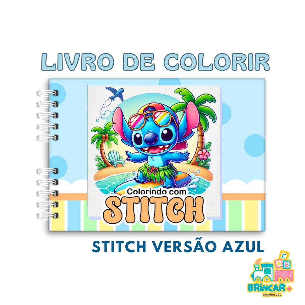 Livro de Colorir Stit Azul 50 Folhas Caderno de Desenho Holográfico Capa Dura em Oferta na Shopee
