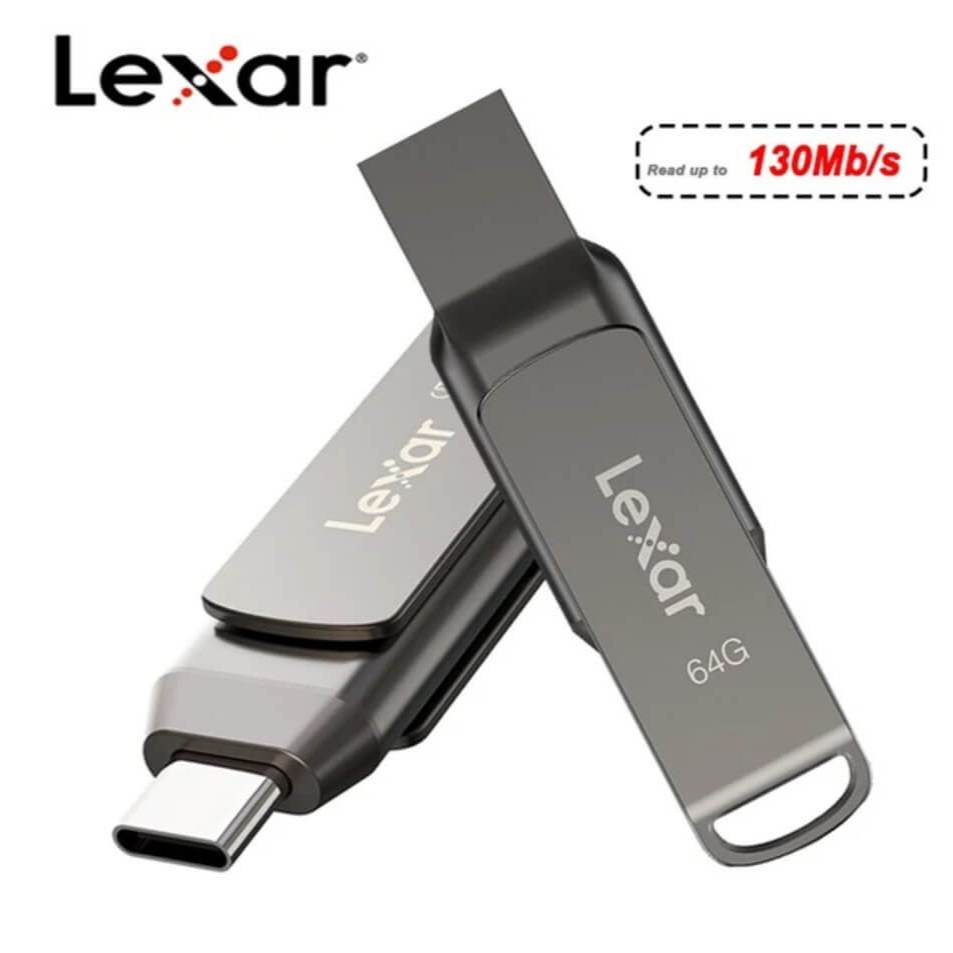 Pendrive 64GB Lexar D400 2 em 1 Entradas USB A e USB tipo C Até 130MB/s Criptografia AES256