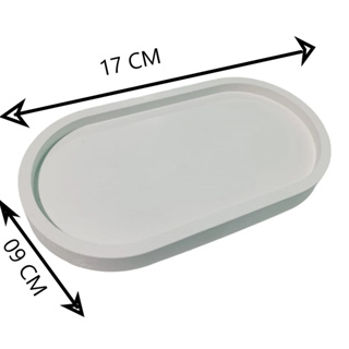 Kit de  bandejas ovais em gesso cru 16,5 cm  de comprimento para decoração, porta velas, porta joias em Oferta na Shopee