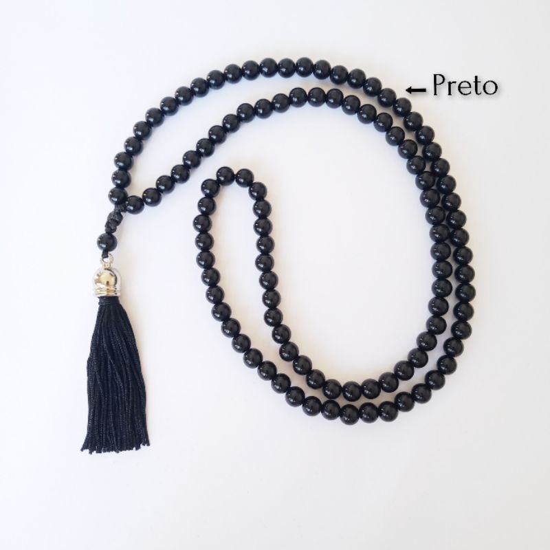 Imagem Japamala 108 Contas Pérola Negra (Plástico) 8 MM Rosário Budista Meditação Reiki Ref:06