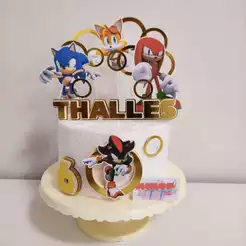 Topo de Bolo Sonic Aniversario Mesvaersario Festa Aniversario Comemoração Festa