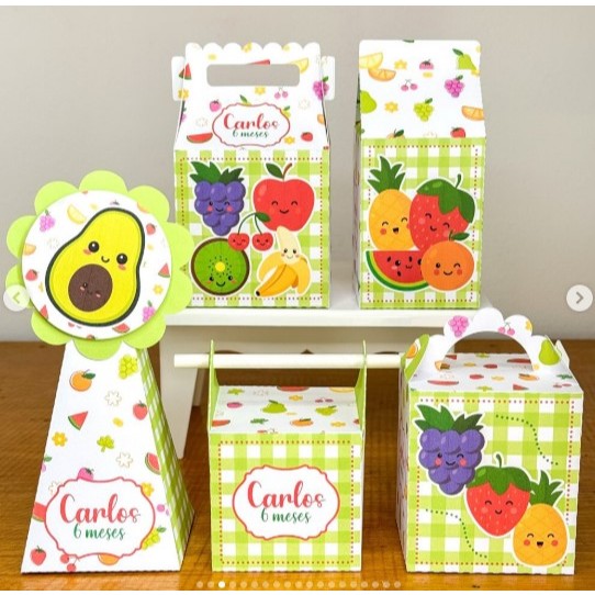 KIT FESTA FRUTINHAS Personalizado pegue e Monte Lembrancinhas - Aniversário - Caixinha - papel
