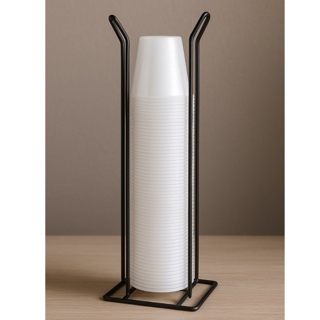 Suporte Porta Copos Descartáveis de Bancada Agua 200ml Preto ou Cromado em Oferta na Shopee