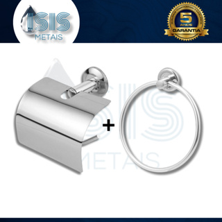 KIT 2 PEÇAS DE ACESSÓRIOS PARA BANHEIRO SUPORTE PARA PAPEL HIGIÊNICO E PORTA TOALHA DE ROSTO ARGOLA em Oferta na Shopee