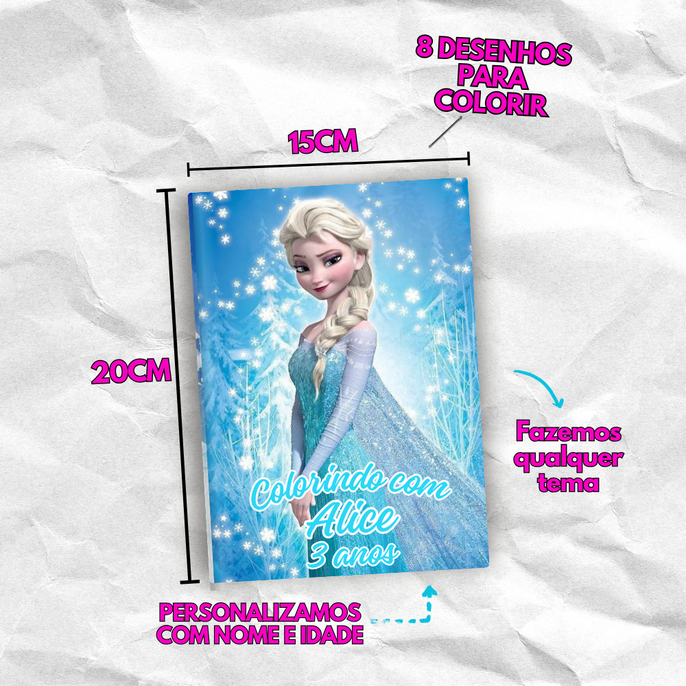 Kit Livrinhos de Colorir Personalizados Frozen