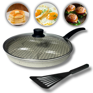 Frigideira 4 em 1 multiuso, ovos/hamburguer antiaderente com fundo usinado + tampa de vidr...