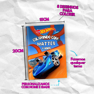Kit Livrinhos de Colorir Personalizados Hotwheels em Oferta na Shopee