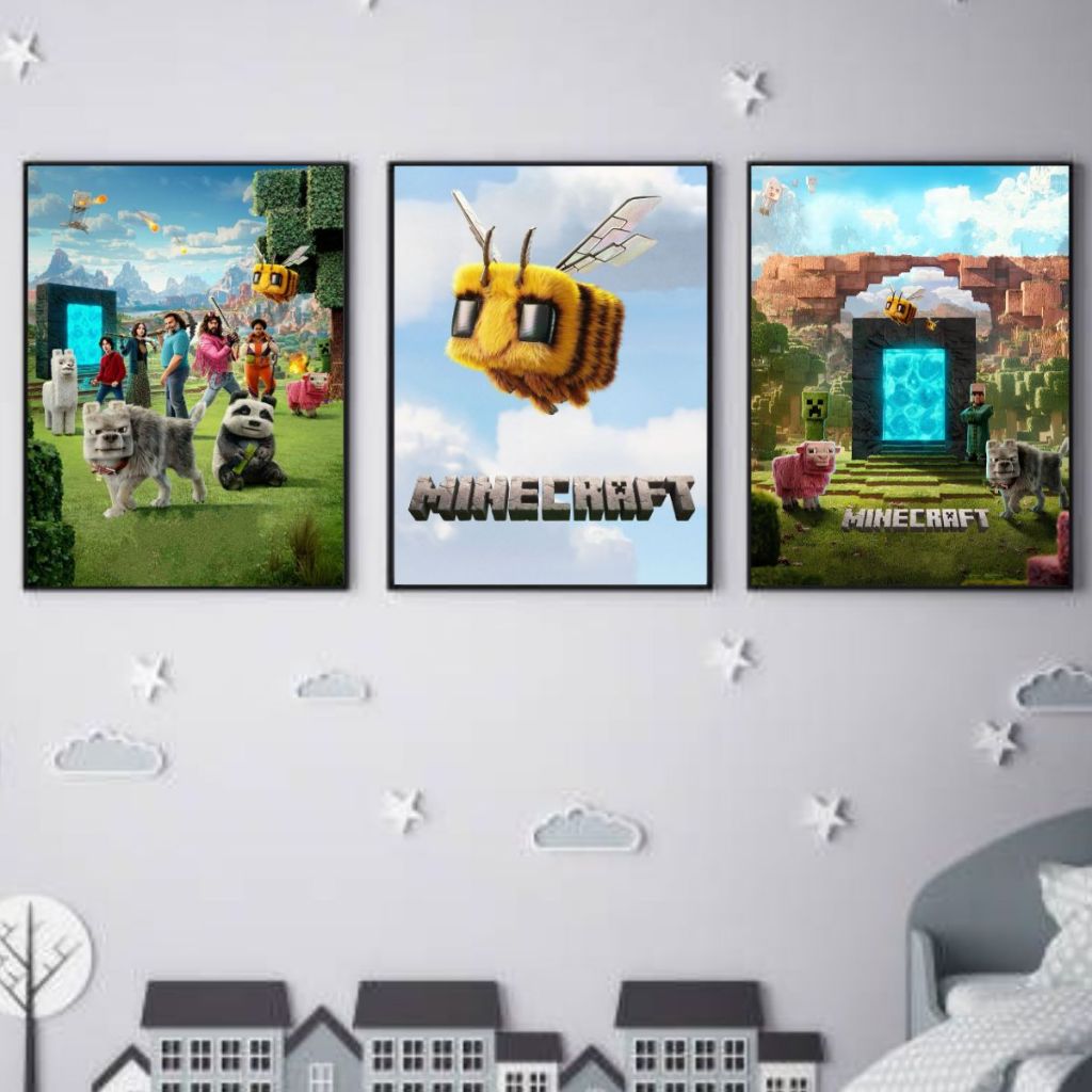 Kit 3 Placas/Quadros Decorativos Minecraft O Filme Jogo Videogame