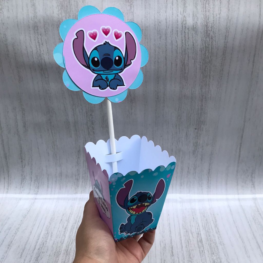 Centros de mesa Stitch Personalizado com Nome | Cachepot Festa Infantil Chá Aniversário Decoração