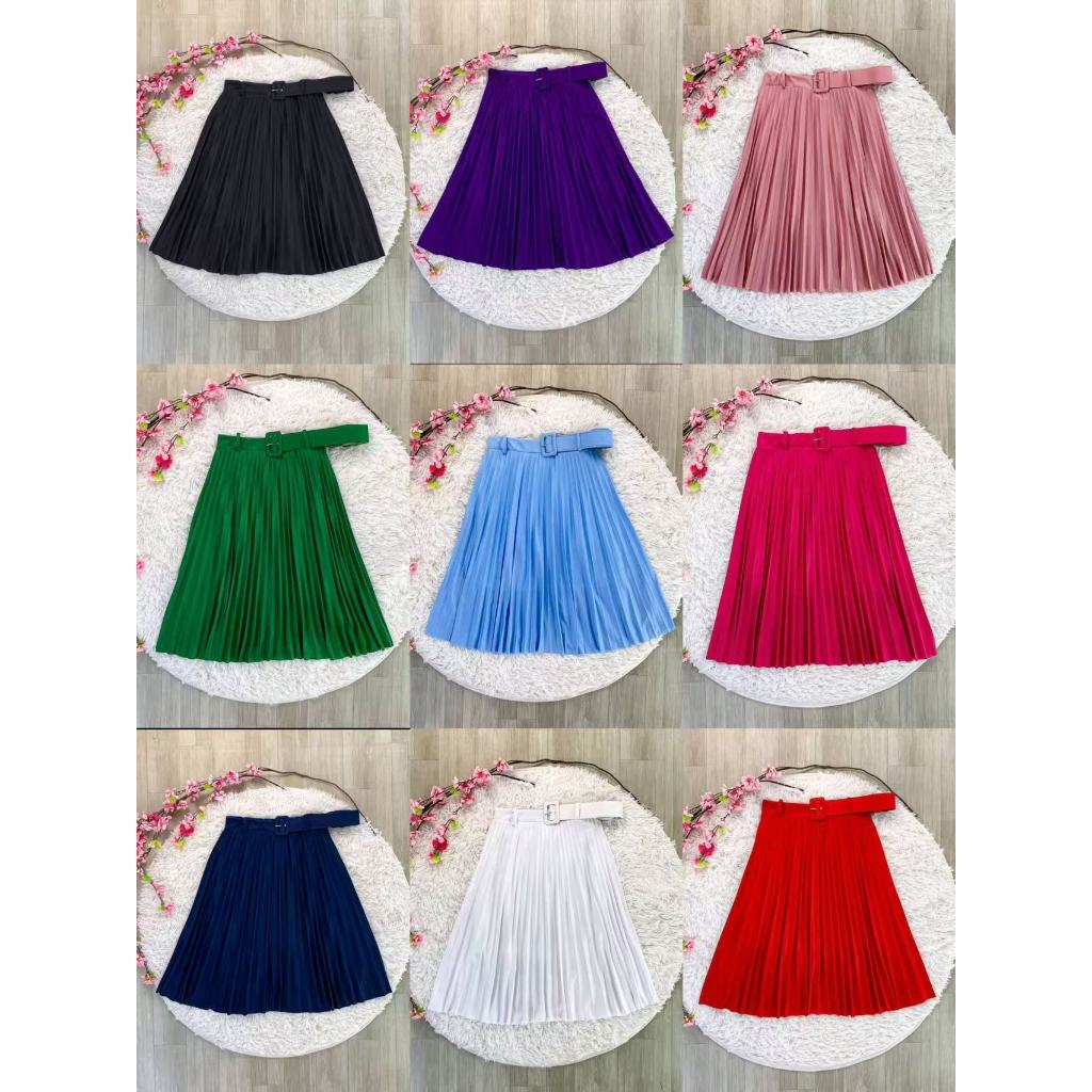 Saia Midi Plissada Com Cinto Lisa Com Forro Moda Evangelica -056 em Oferta na Shopee