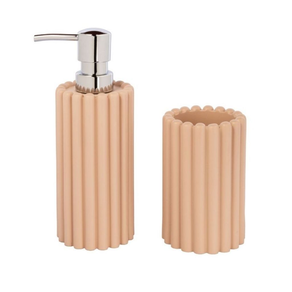 Conjunto Para Banheiro em Poliresina Rosa - 2 Peças