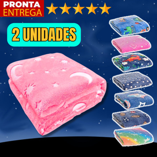 2 Unidades Manta Cobertor Brilha No Escuro Infantil Felpudo 1m x 80cm em Oferta na Shopee