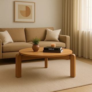 Mesa De Centro Para Sala Estar Redonda Pés Madeira Decorativa Luxo Moderna
