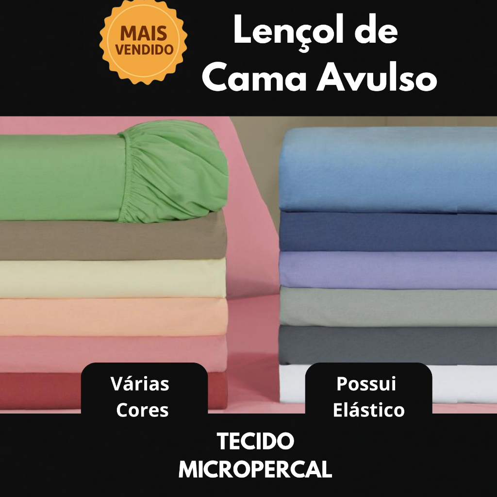 Kit 2 Lençóis Avulsos Casal com Elástico, Ajustável, Micropercal 180 fios