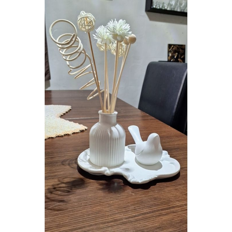 kit Luxo Bandeja Retro mais vaso e pássaro Rústico