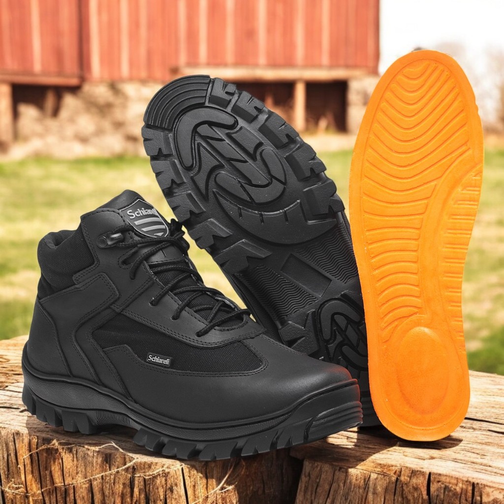 Bota Coturno Masculina Militar Cano Curto Em Couro Legítimo Solado De Borracha Confortável