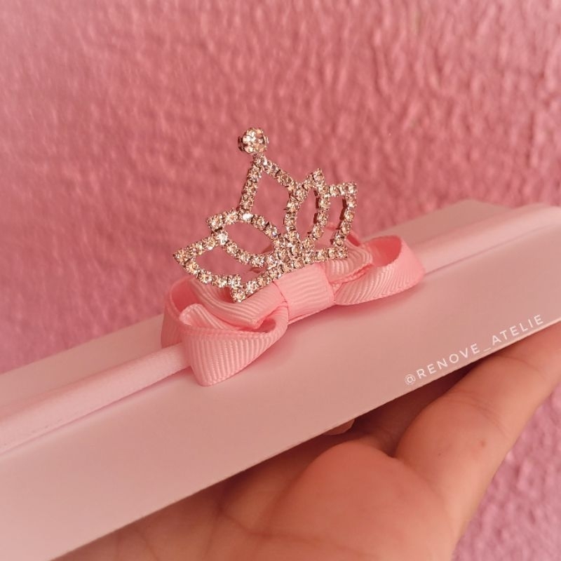 Laço Aurora Rosa Bebe Com Coroa Luxo - MICRO 5CM em Oferta na Shopee