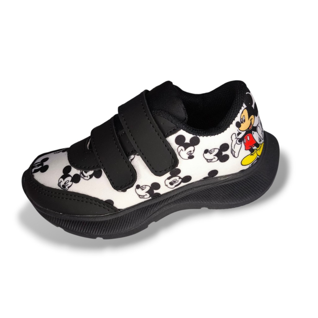Tênis Infantil Menino Preto Tema Desenho Com Velcro tira Confortável