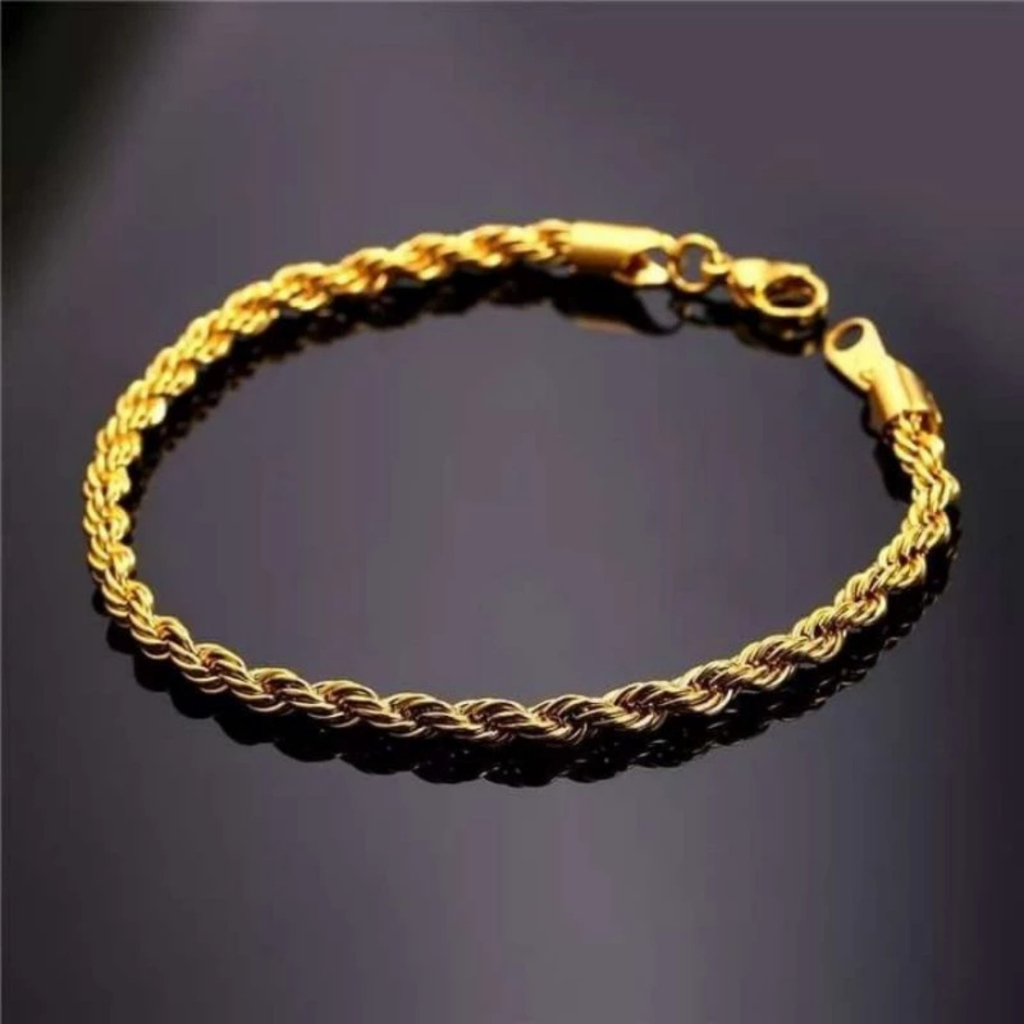 Pulseira Trançada Cordão Baiano Dourado Prata Aço Inox Não Escurece em Oferta na Shopee