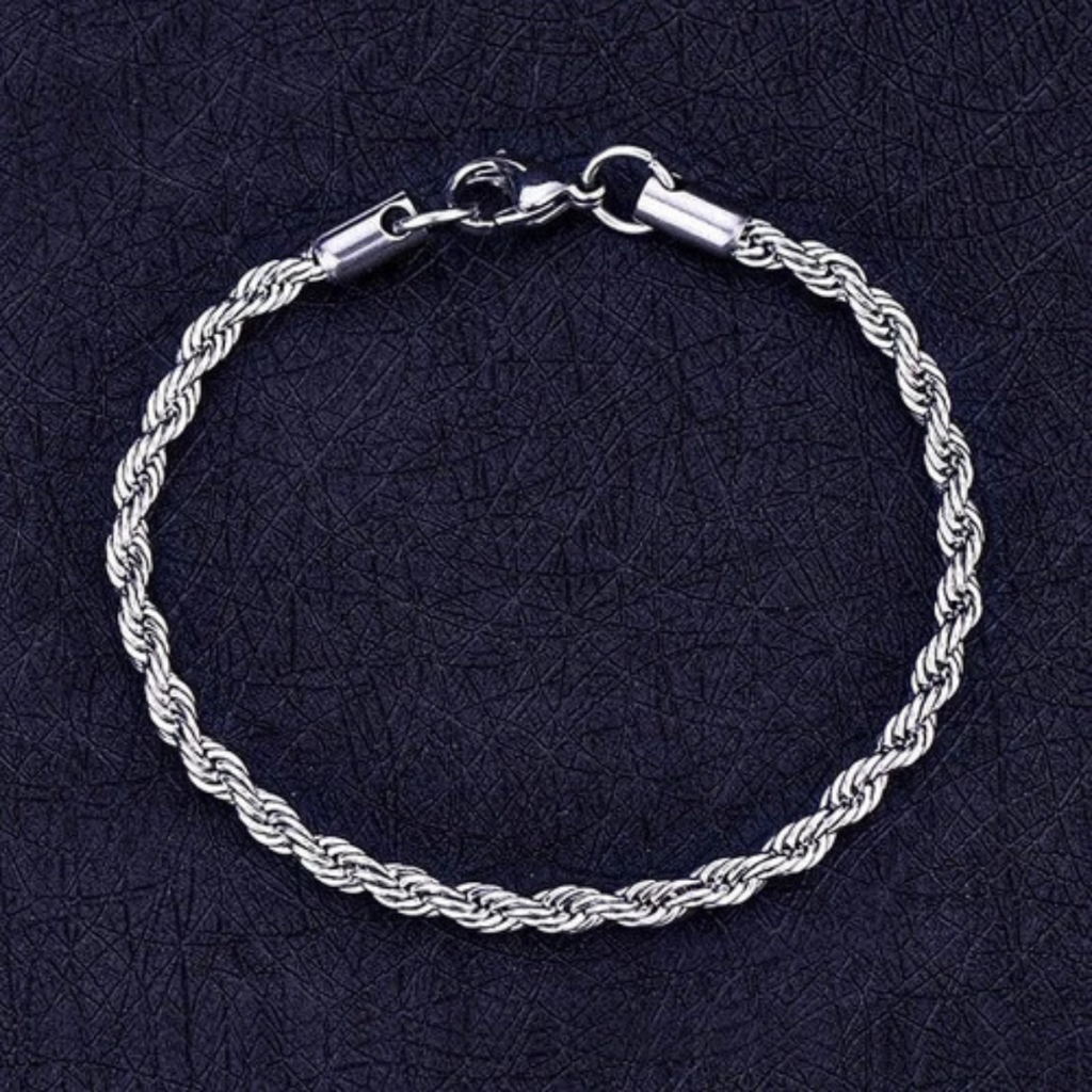 Pulseira Masculina Cordão Baiano Aço Inox Legítimo Cirúrgico Prata Original Não Escurece