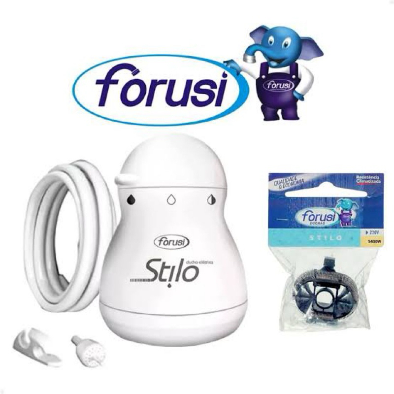 DUCHA CHUVEIRO FORUSI STILO 220V – BRANCA OU PRETA | ORIGINAL em Oferta na Shopee