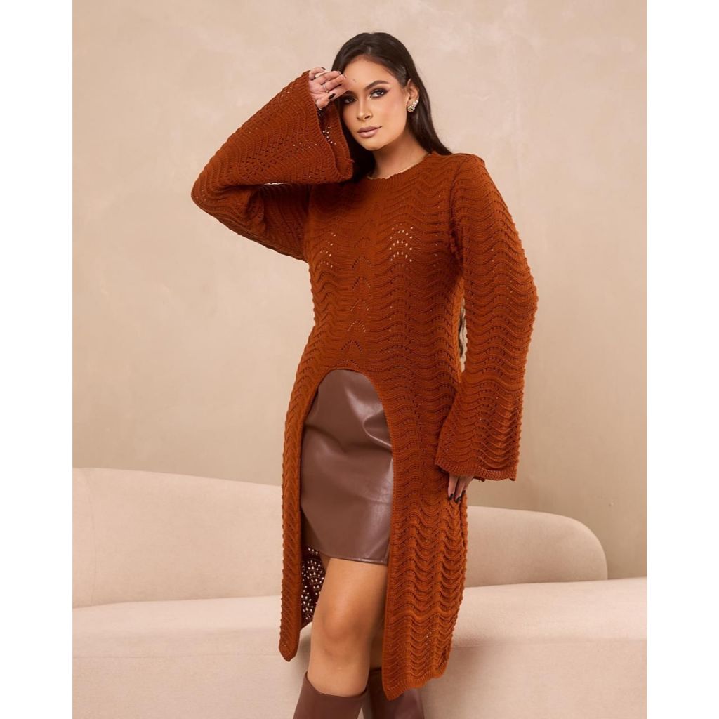 Maxi Blusa Feminina Blusa de Tricot Feminina Blusa Bata Feminina Tricot Feminino