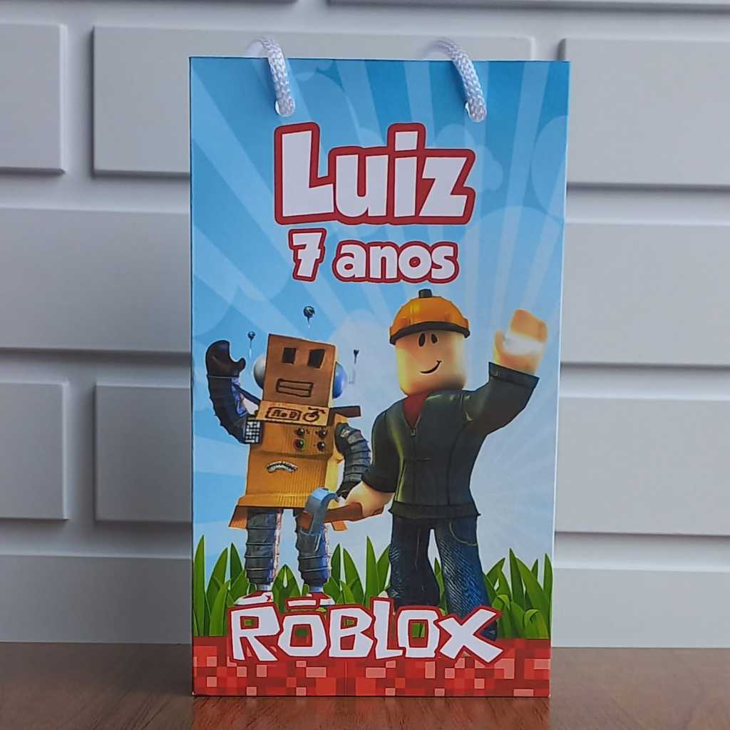 Sacolinha Personalizada Roblox  Aniversário Infantil Mimos e Lembrancinhas para Festa KIT PEGUE E MONTE