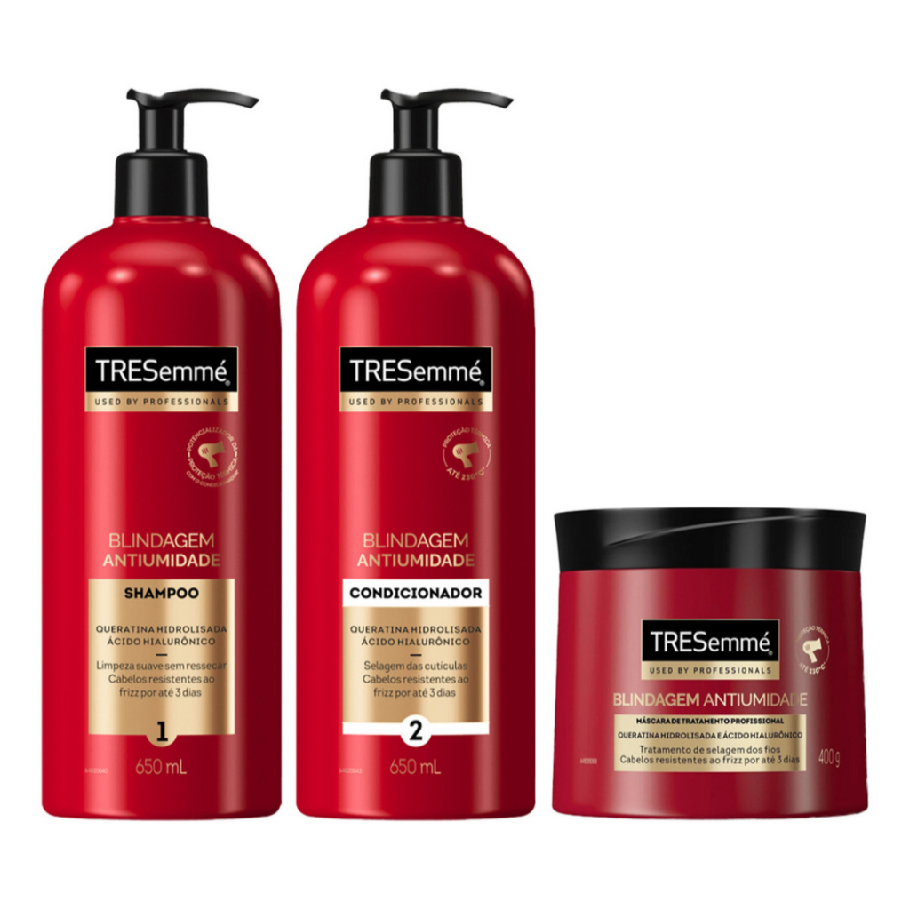 Kit Tresemmé Blindagem Antiumidade ( Shampoo + Condicionador 600ml + Mascara Tratamento 400g ) - Envio Rápido