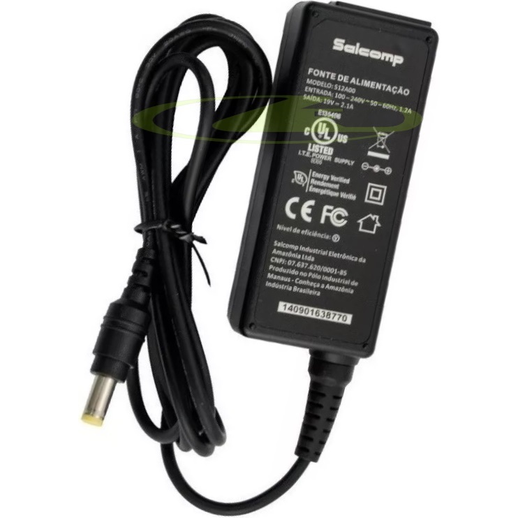 FONTE CARREGADOR BIVOLT PARA TODO NOTEBOOK AMAZON CCE ITAUTEC KENNEX MEGAWARE MICROBOARD MIRAX POSITIVO 19V 2.1A PINO P4