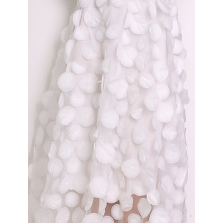 saia midi em tule detalhada em bolas 3D com elastico na cintura 049塑料圆形拼接半身裙