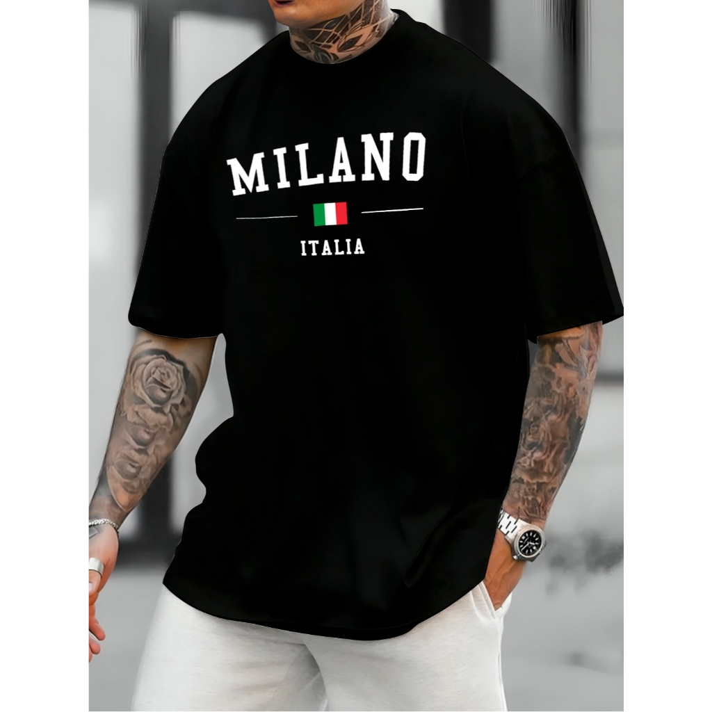 Camiseta Streetwear Unissex 100% Algodão Masculina e Feminina Estampada Milano Italia Camisa Premium
