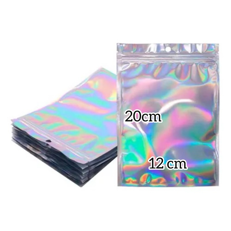 Saco zip holografico - 12x20 cm (10unidades) em Oferta na Shopee