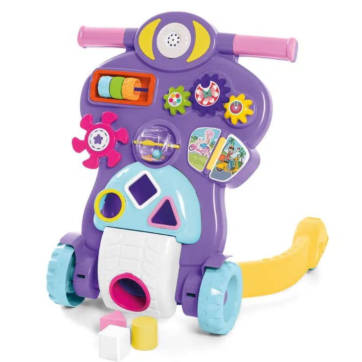 Bebe Piloto Andador Infantil Educativo Empurrador Didático 2 em 1 Tateti Calesita 888 Rosa