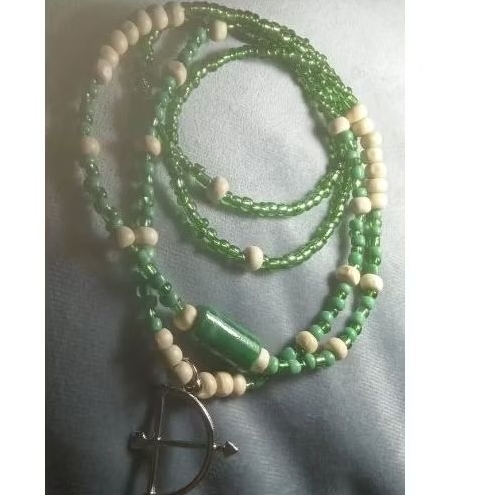 guia de caboclo, umbanda candomblé, Oxossi, Jurema, sete flechas, com firma, Verde