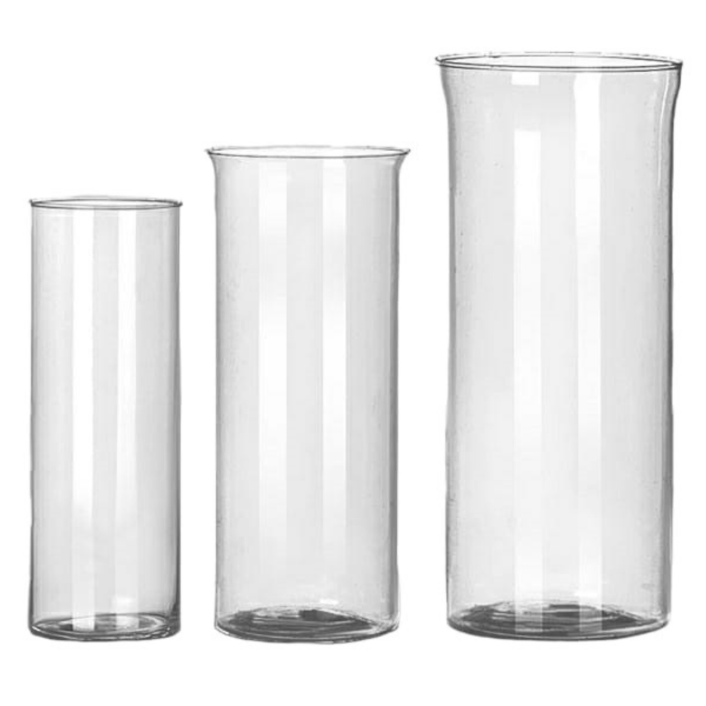 Kit Trio Vaso Tubo Vidro Vela Decorativo Cilindrico Mesa Arranjo
