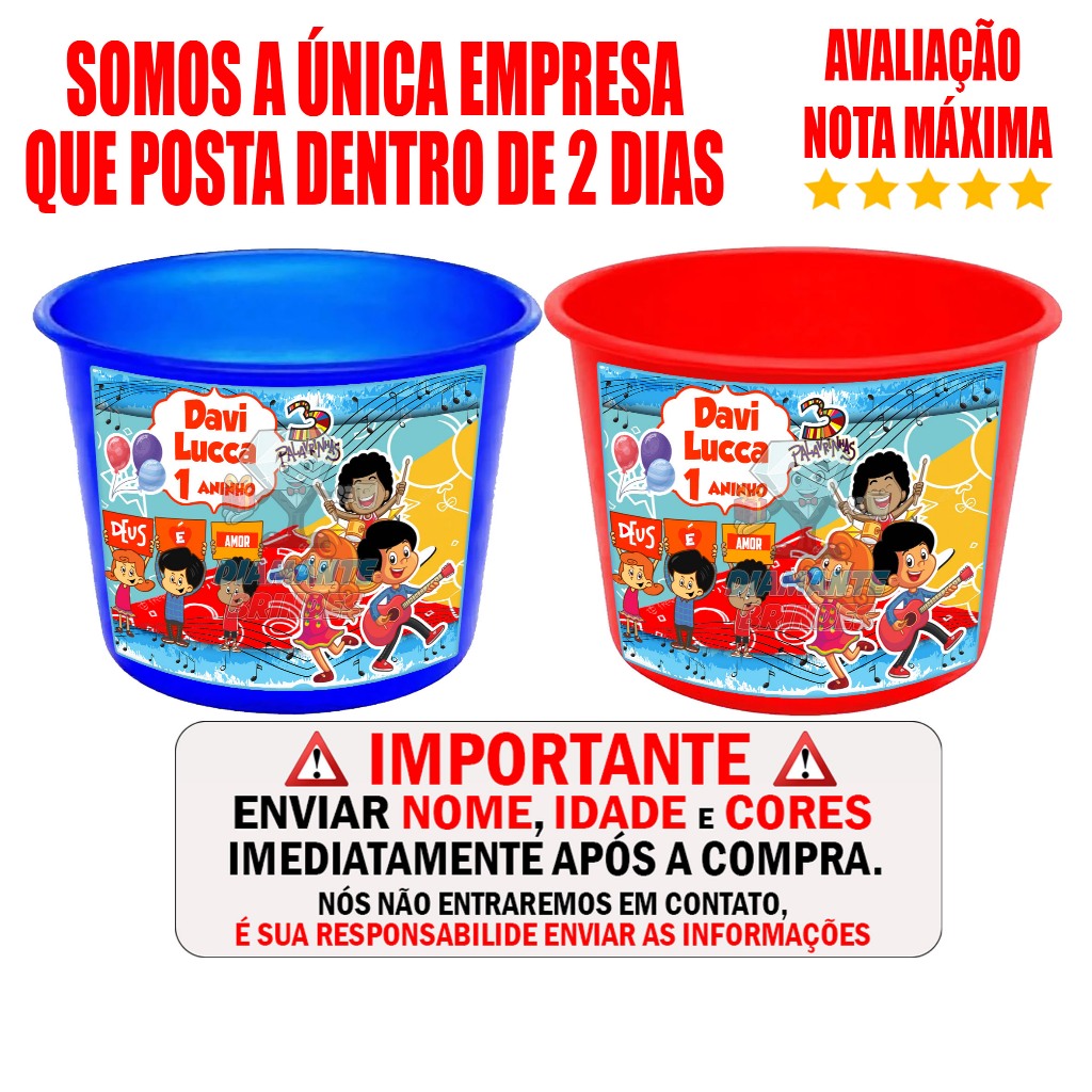 Balde de Pipoca Personalizado 3 Palavrinhas Lembrancinha 1,5L Festa 123 palavrinhas Aniversário