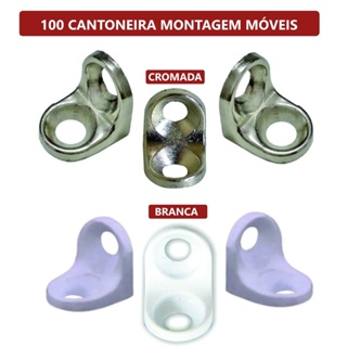Kit 100 Suportes Cantoneira Cadeirinha 13x13 - Móveis Cromada E Branca em Oferta na Shopee