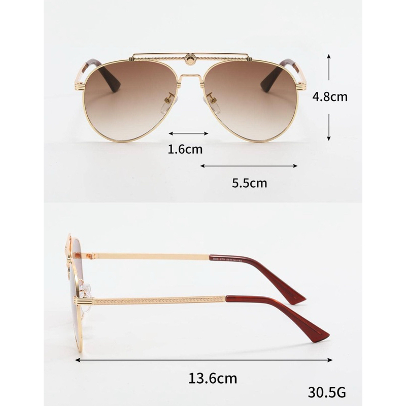 Óculos solar aviador dourado marrom