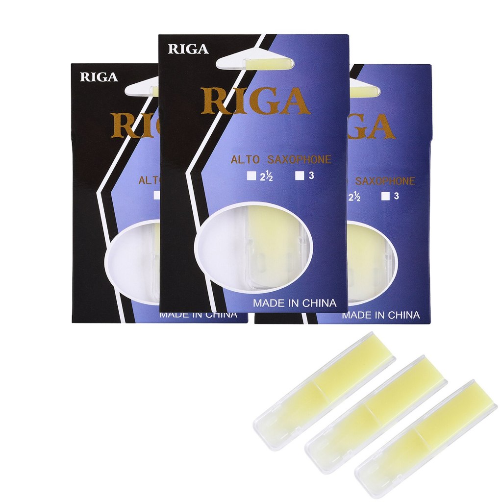 Kit 3 Palhetas Acrílicas Para Sax Alto Riga Nº 1.5 / 2.0 / 2.5