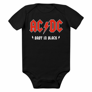 Body Bebê Rock AC/DC – Baby in Black Estilo Rock’n Baby 100% Algodão em Oferta na Shopee