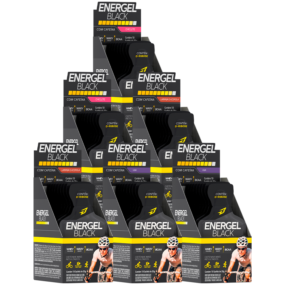 Bodyaction Kit 6x Caixas Energel Black - Gel de Carboidratos com Cafeína Total 6