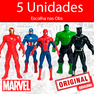 5 Herois Marvel 9,5cm | H Aranha | H De Ferro | Pantera Negra | Cap. América | Hulk | Wolverine em Oferta na Shopee