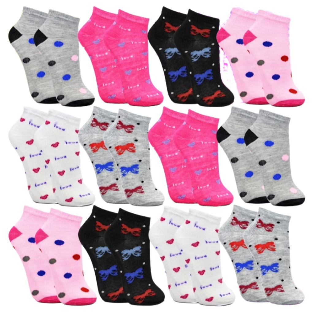 Kit ate 12 Pares de Meia Soquete Adulto Feminina Cores Delicadas 34 ao 40 em Oferta na Shopee