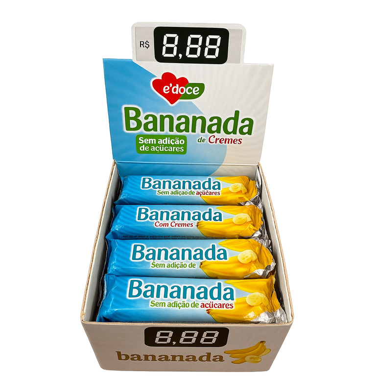 1 CAIXA Doce de Bananada Zero Açúcar, Caixa com 24 Unidades