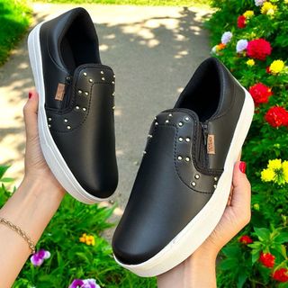 Tênis Feminino Casual Com Ziper Slip On Moderno Sapatenis Slip On Calce Facil Ultra Confortável Sapatilha Estiloso
