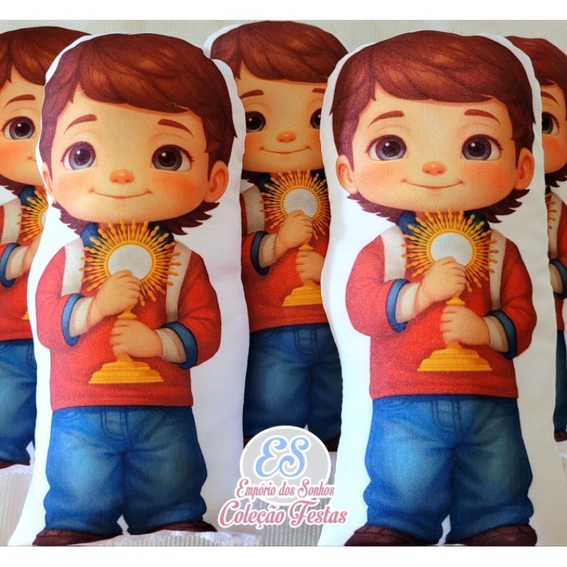 Almofada naninha CARLOS ACUTIS 15cm personalizadas para lembrancinha de batizado primeira comunhão aniversário