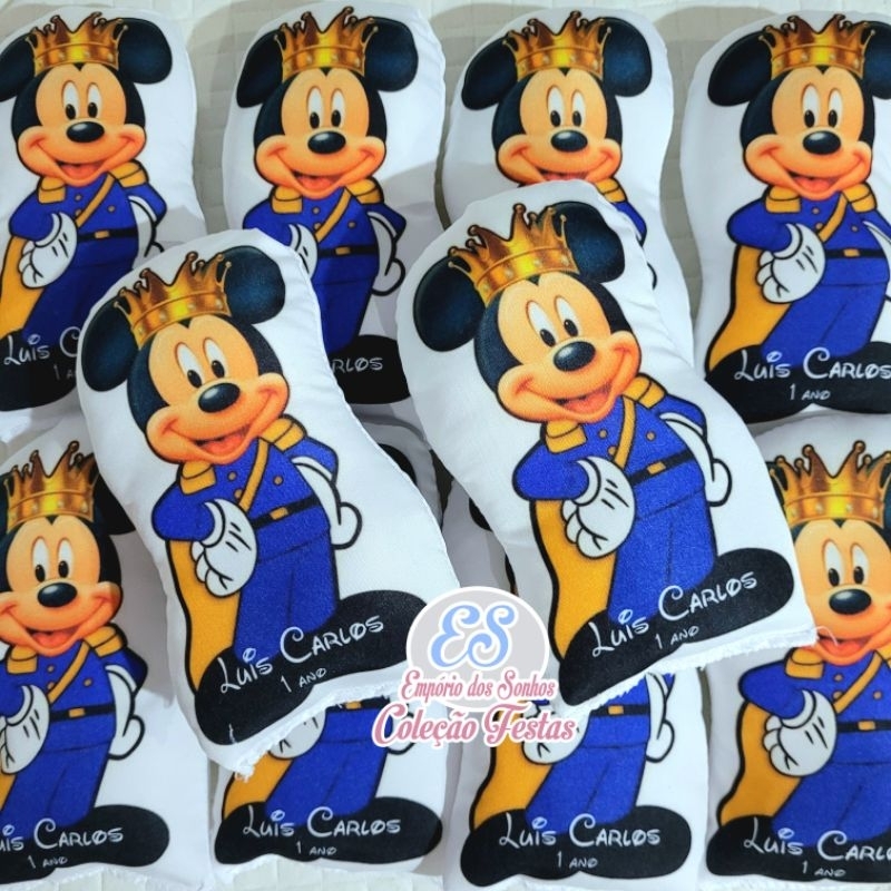 almofada naninha mickey realeza 15cm personalizadas para lembrancinha de aniversário festa batizado