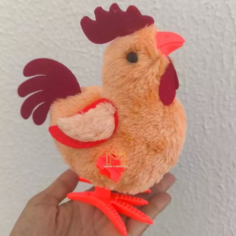 Galo a Corda e Pintinho Amarelinho Pula e Anda Pelúcia - OFERTA