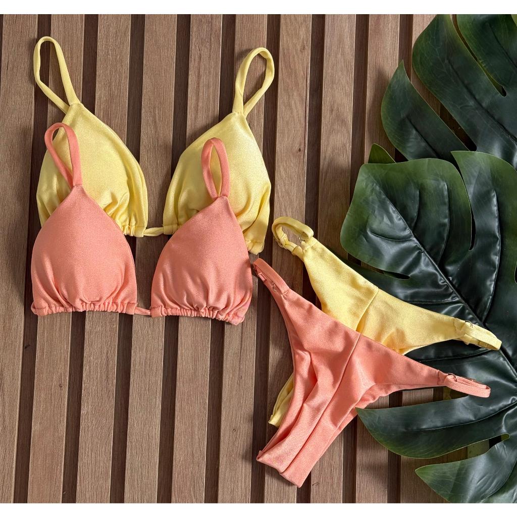 Kit 2 Biquíni ajustável feminino estilo conforto sensualidade para o verão moda praia poliamida bojo — imagem 2 de 2