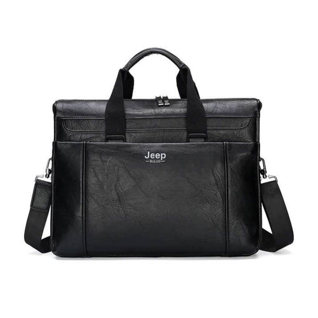 Pasta Executiva Couro Legitimo Para NoteBook Grande Preto Jeep Buluo Mod JP18018-5